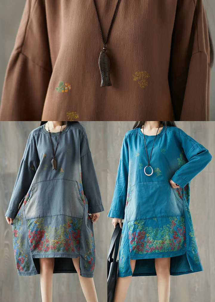 Art Grey O-Neck Asymmetrical Pullover Streetwear dresses Spring - Image 5
