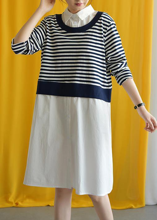 Art lapel false two pieces cotton dress silhouette Inspiration white dress fall - Image 2