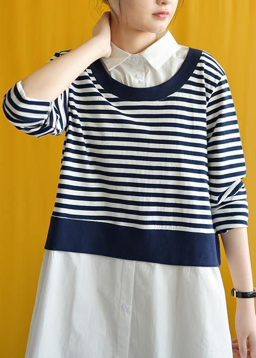 Art lapel false two pieces cotton dress silhouette Inspiration white dress fall - Image 4