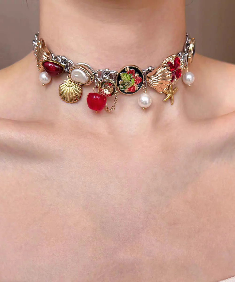 Art Multicolor Stainless Steel Shell Pearl Pendant Necklace - Image 5