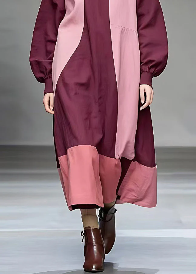 Art Multicolor Turtle Neck Long Dresses Long Sleeve - Image 5