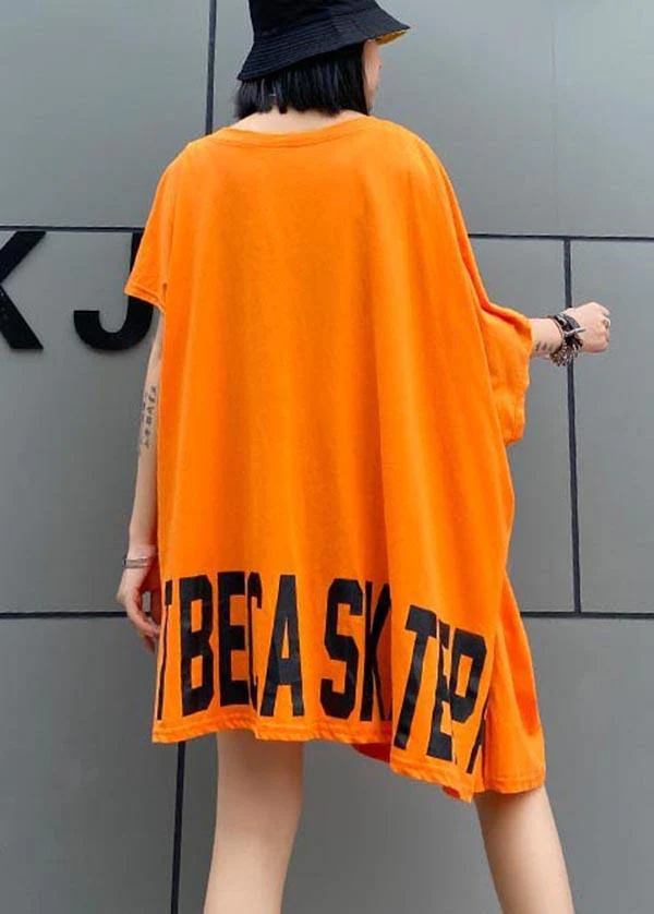 Art Orange Graphic asymmetrical design Pockets Dresses Summer - Image 4