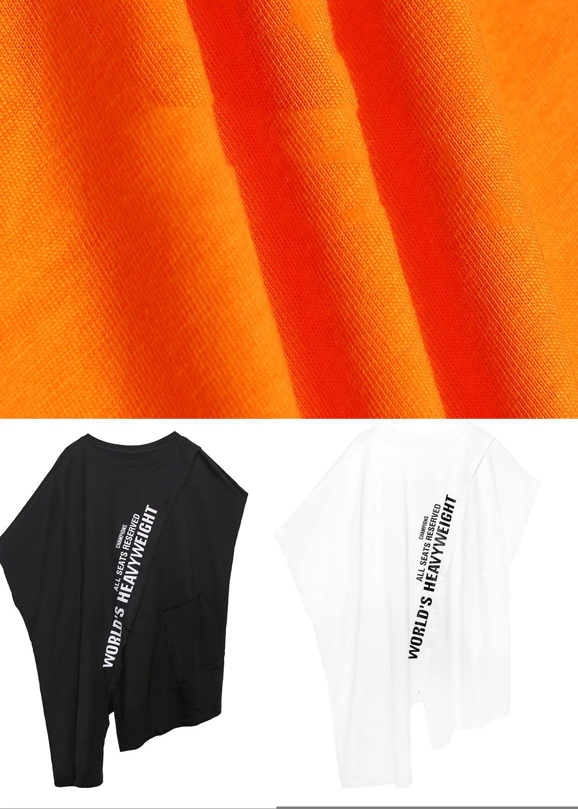Art Orange Graphic asymmetrical design Pockets Dresses Summer - Image 5