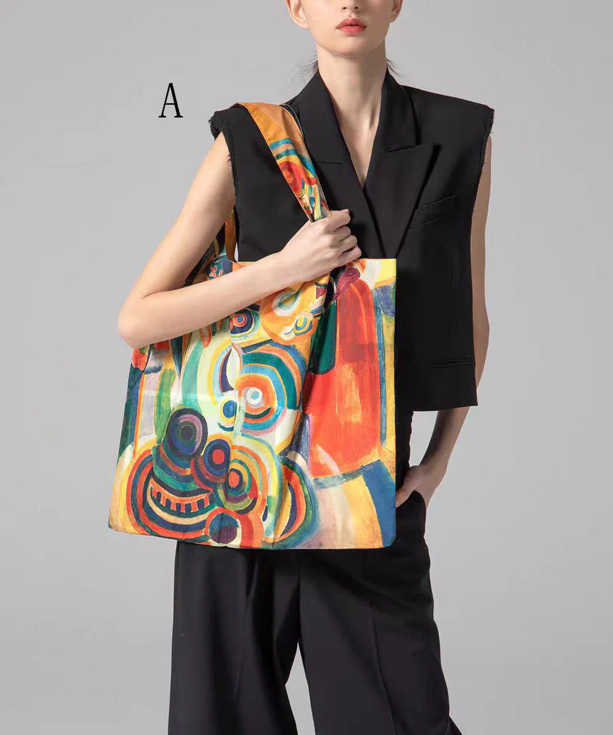 Art Print Canvas Shoulder Shopping Bag - Image 5