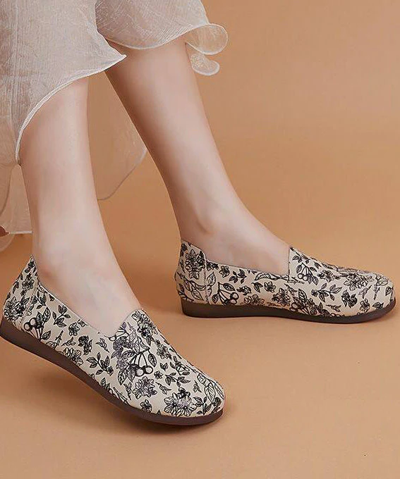 Art Print Flat Shoes For Women Faux Leather Fine Flats - Image 3