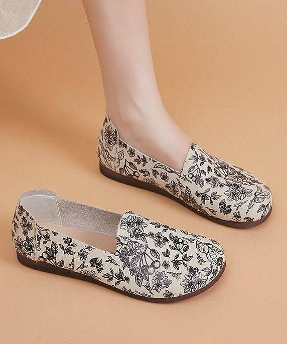 Art Print Flat Shoes For Women Faux Leather Fine Flats - Image 4