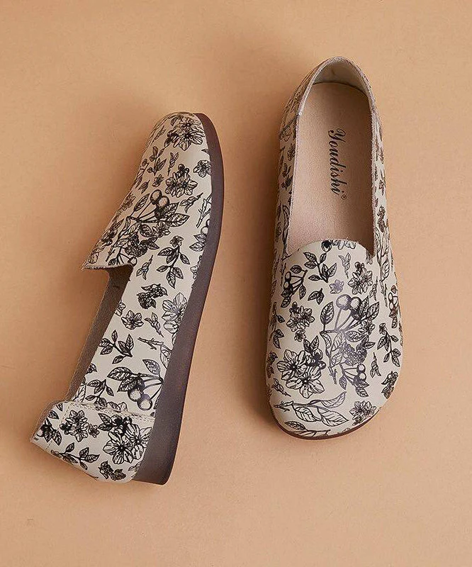 Art Print Flat Shoes For Women Faux Leather Fine Flats - Image 5