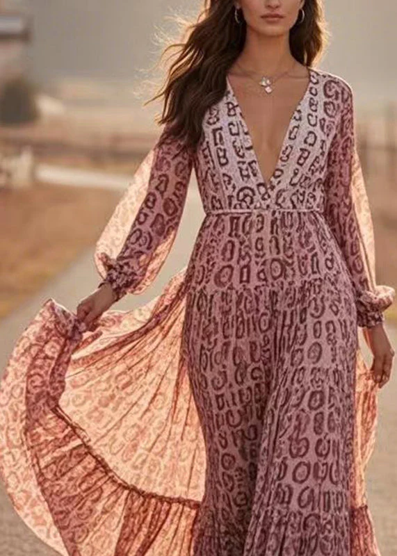 Art Print Tunic Chiffon Vacation Maxi Dresses Spring - Image 2