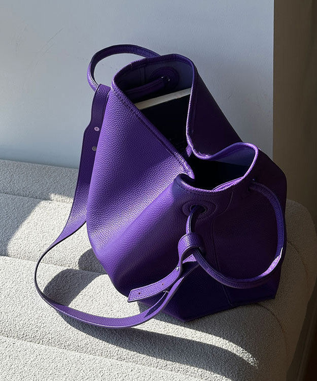 Art Purple Faux Leather Versatile Tote Bag - Image 3