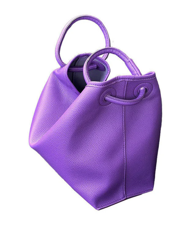 Art Purple Faux Leather Versatile Tote Bag - Image 5