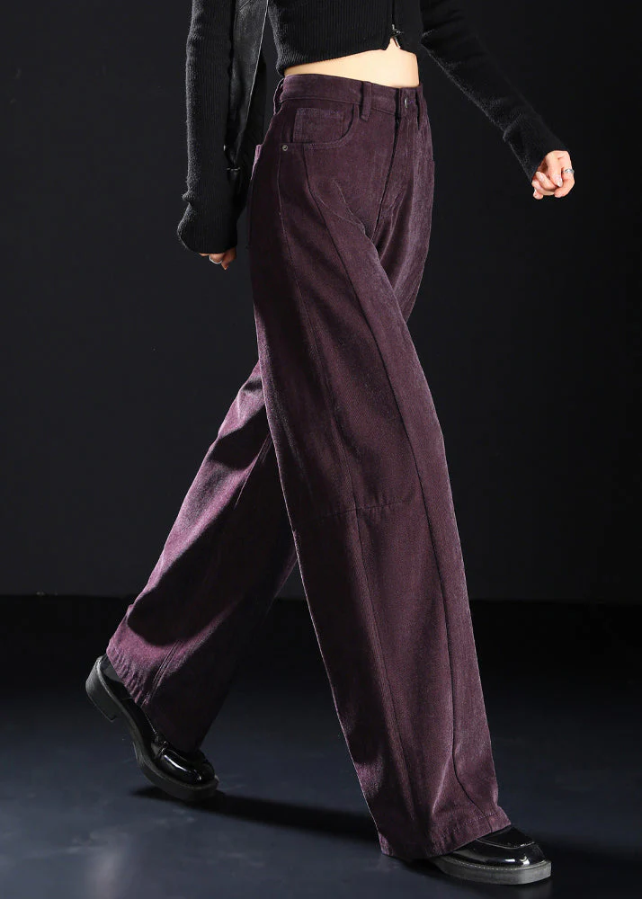 Art Purple Pockets High Waist Denim Pants Spring - Image 3