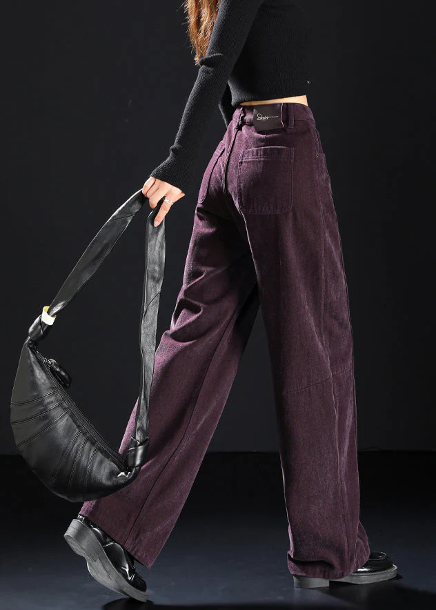 Art Purple Pockets High Waist Denim Pants Spring - Image 4