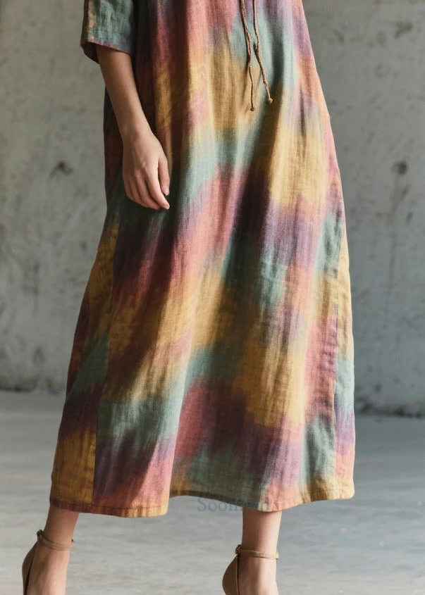 Art Rainbow Oversized Tie Dye Cotton Vacation Dresses Half Sleeve - Image 4