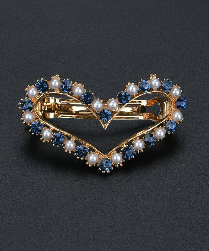 Art White Alloy Zircon Heart-Shaped Hollow Out Hairpin - Image 4