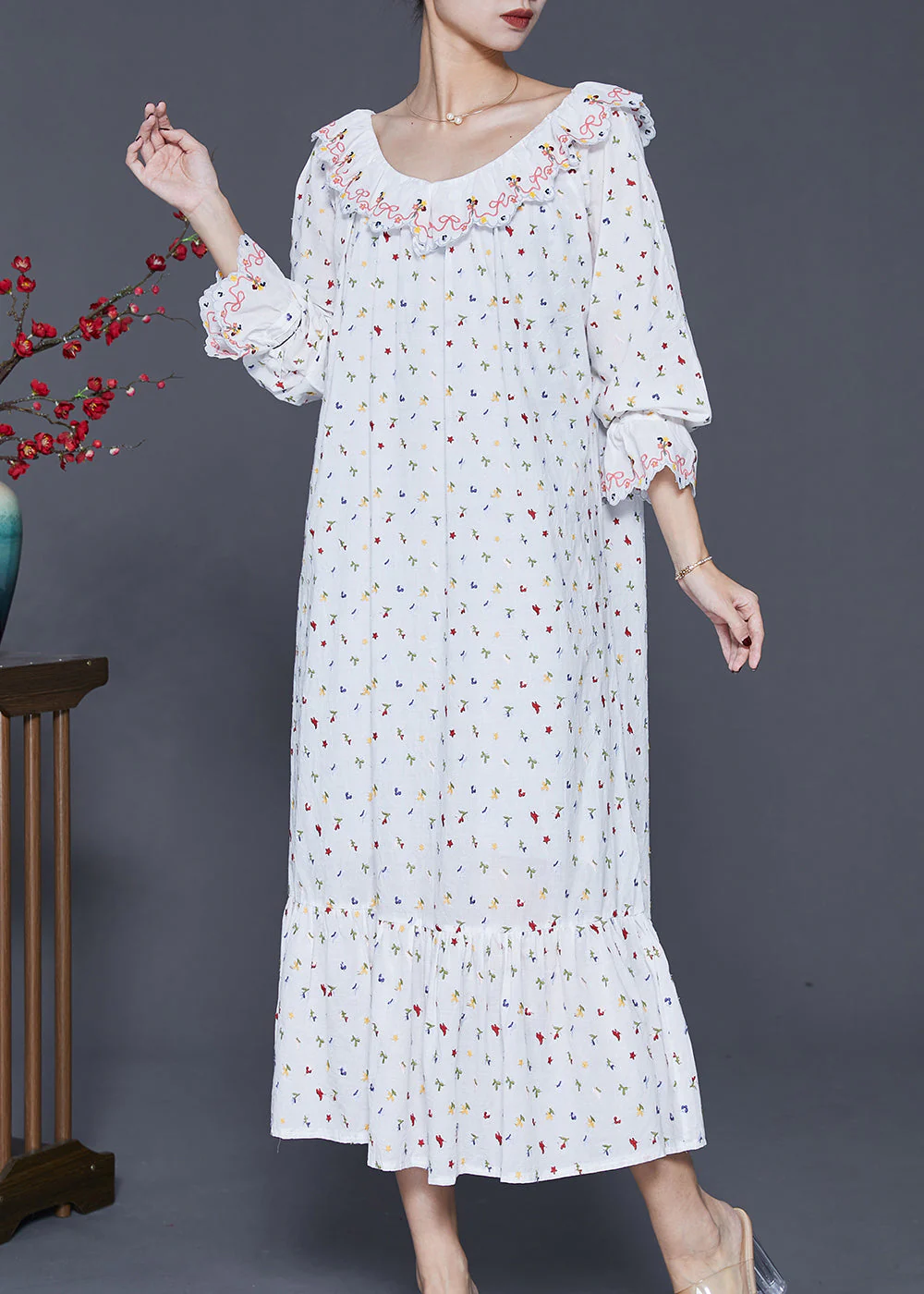 Art White Embroidered Cotton Vacation Dresses Spring - Image 2