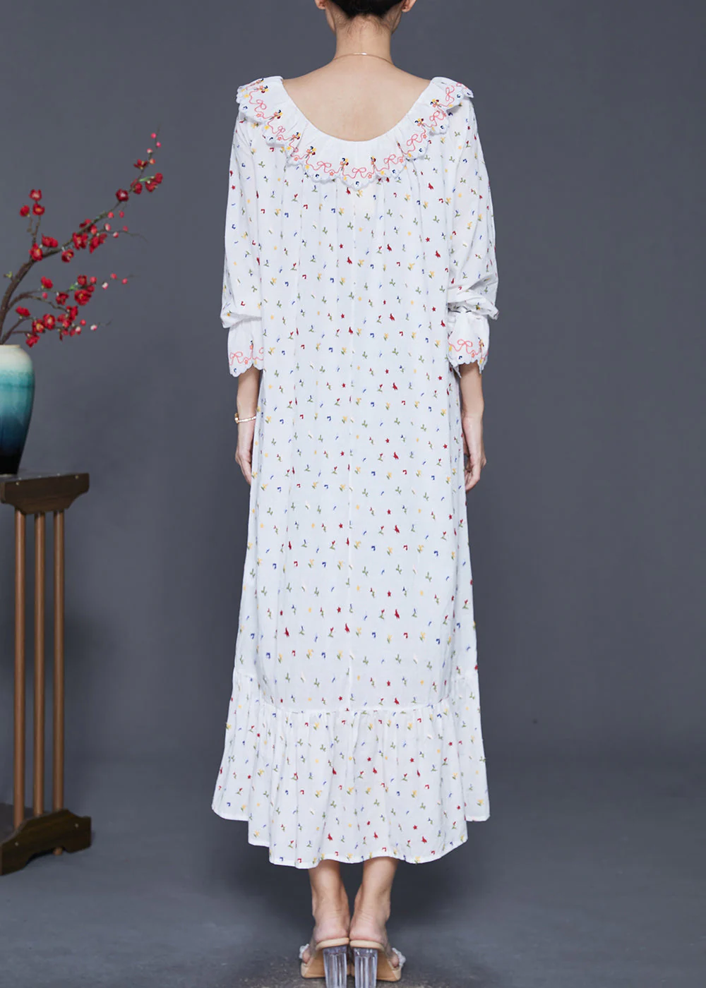 Art White Embroidered Cotton Vacation Dresses Spring - Image 4