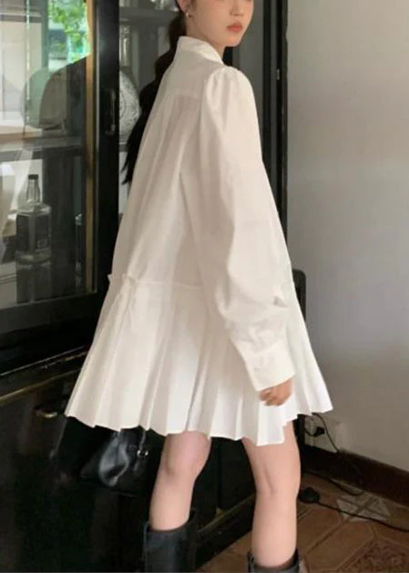 Art White Oversized Wrinkled Cotton Shirt Dress Spring - Image 4