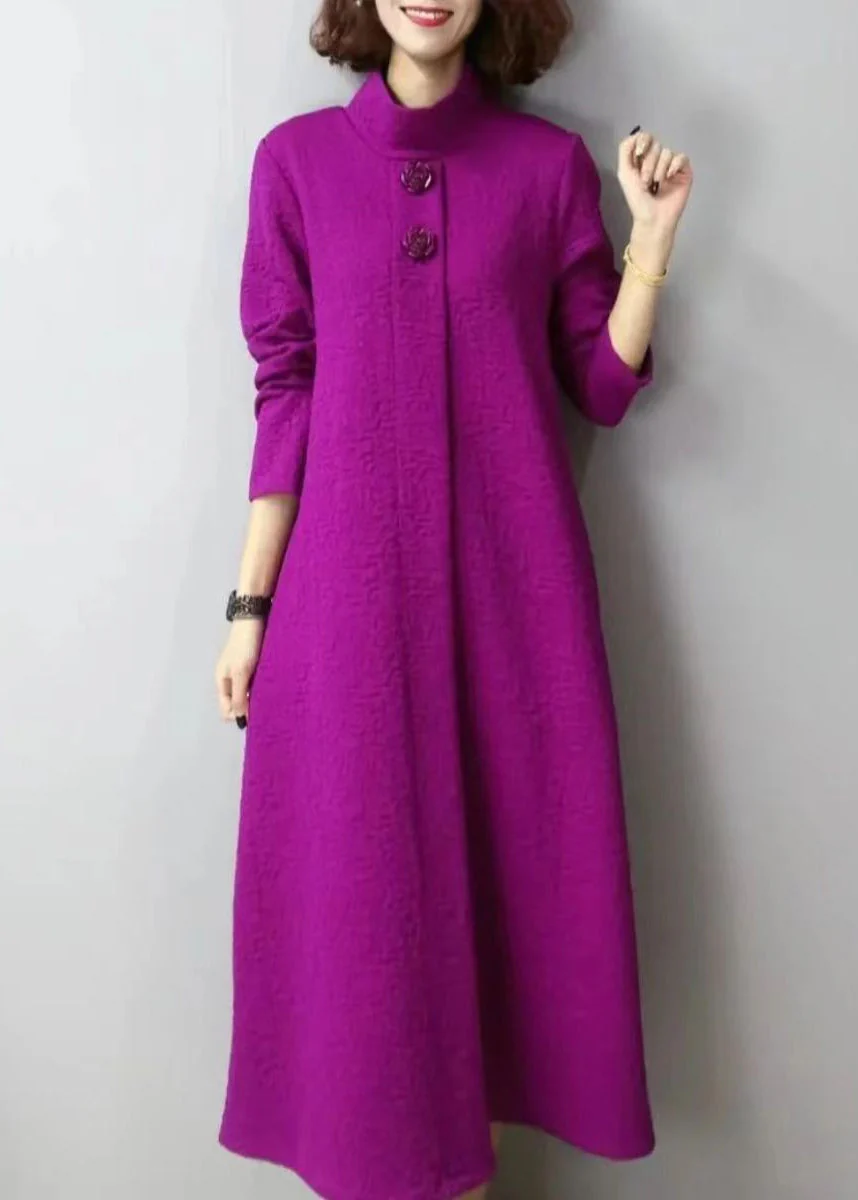 Autumn And Winter New Green Thick Turtleneck Jacquard Dress - Image 3