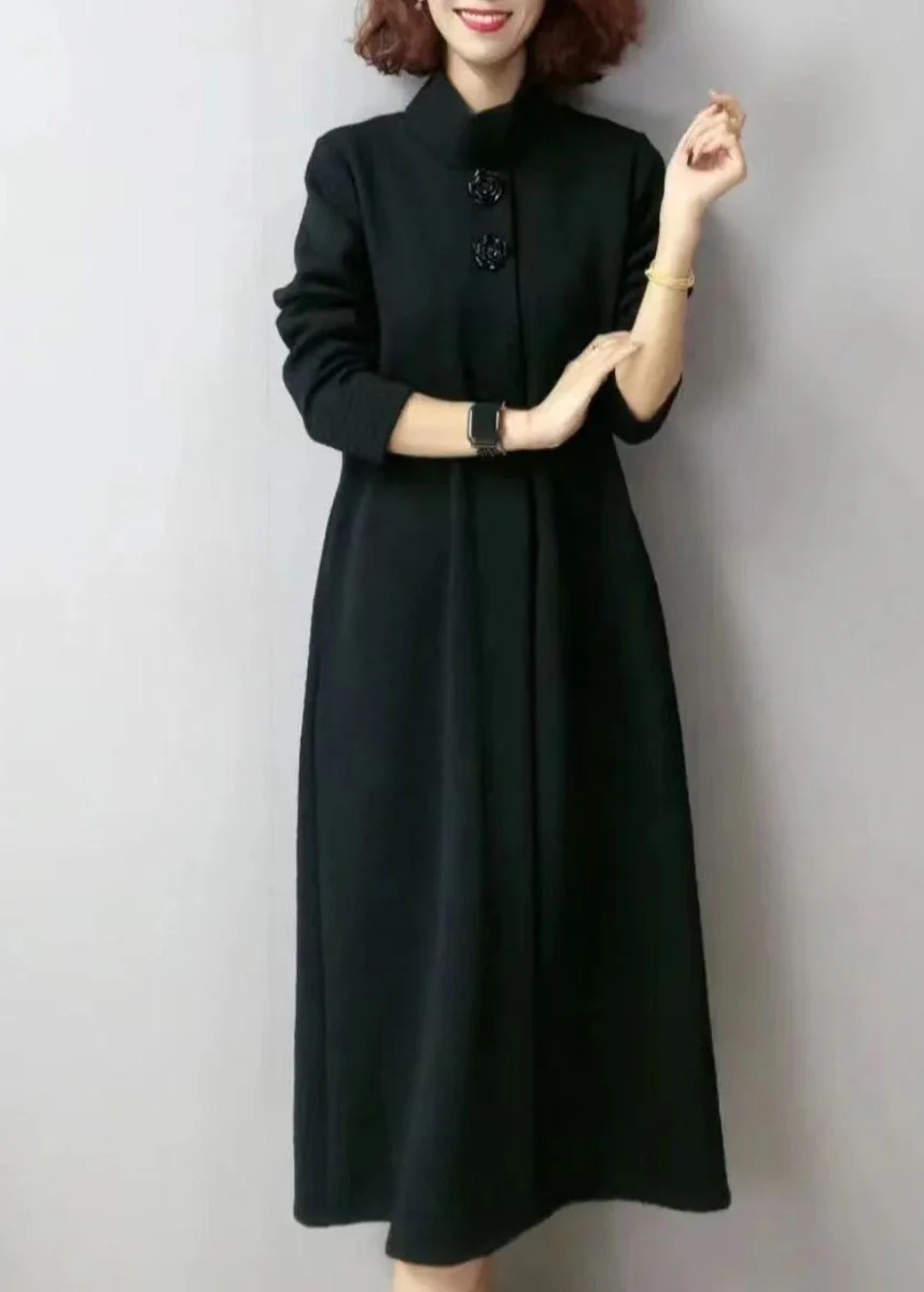 Autumn And Winter New Green Thick Turtleneck Jacquard Dress - Image 4