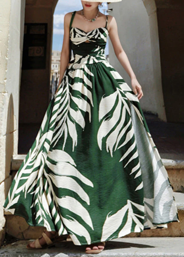 Beac Green Patchwork Hollow Out Side Open Tunic Maxi Dresses Summer - Image 3