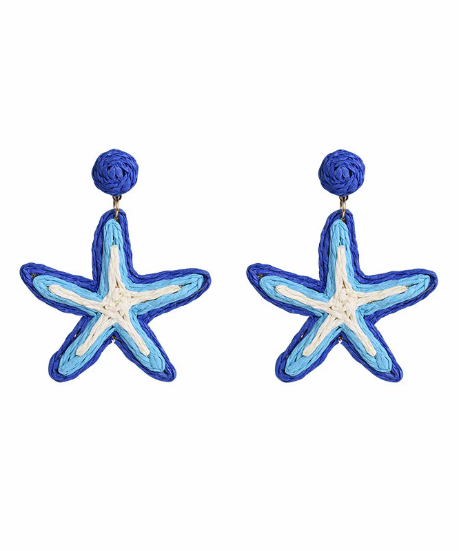 Beach Blue Sterling Silver Alloy Starfish Drop Earrings - Image 5