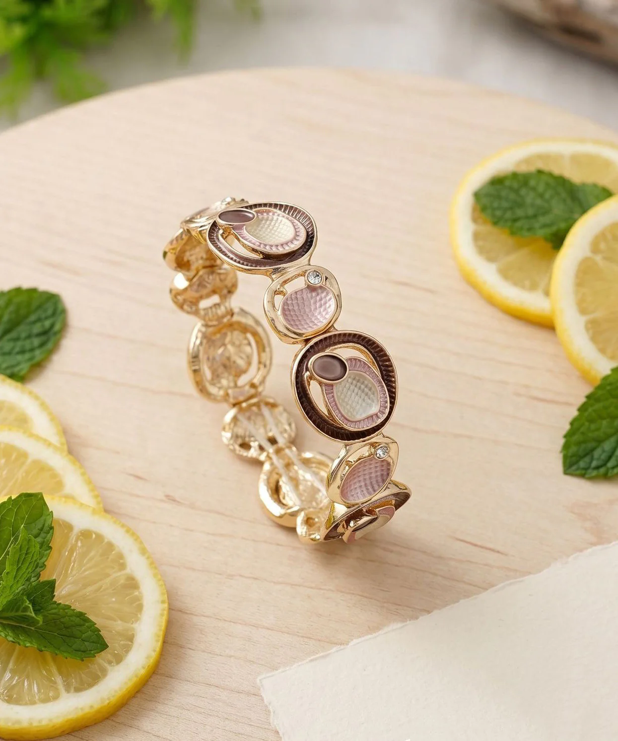 Beach Coffee Alloy Hollow Out Elasticity Bangle - Image 5