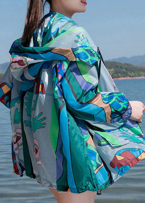 Beach Print Zippered Hoodie UPF 50+ Coat Jacket Spring - Image 4