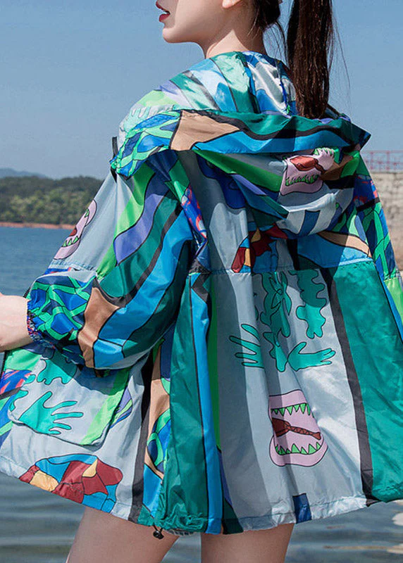 Beach Print Zippered Hoodie UPF 50+ Coat Jacket Spring - Image 5