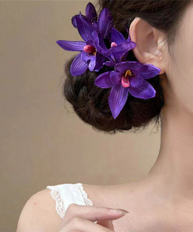 Beach Purple Alloy Floral Holiday Hairpin