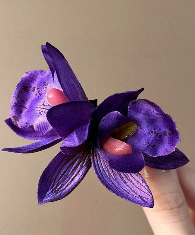 Beach Purple Alloy Floral Holiday Hairpin - Image 3