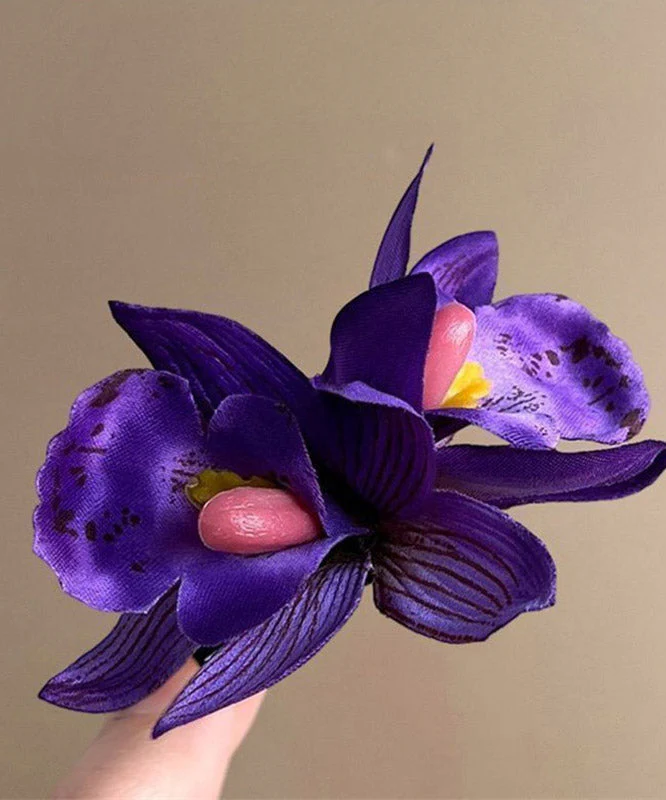 Beach Purple Alloy Floral Holiday Hairpin - Image 5