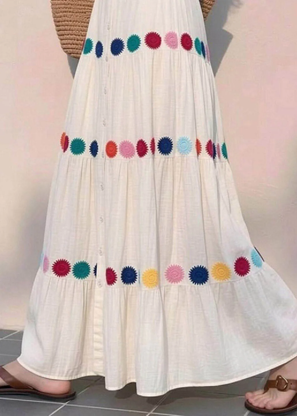 Beach White Print Wrinkled A Line Skirts Summer - Image 4