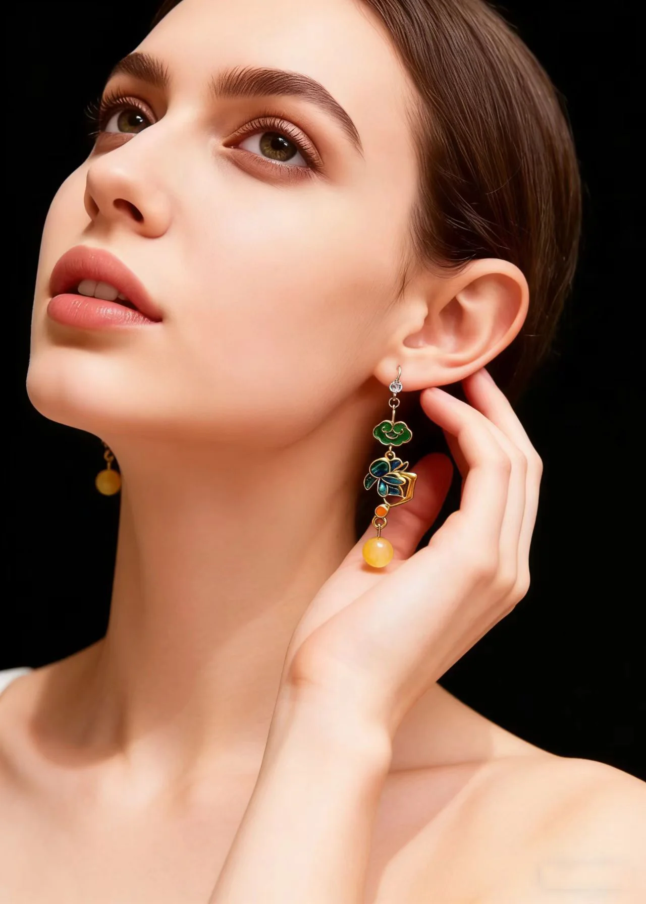 Beautiful Asymmetric Design Gilding Beeswax Drop Earrings - Image 3