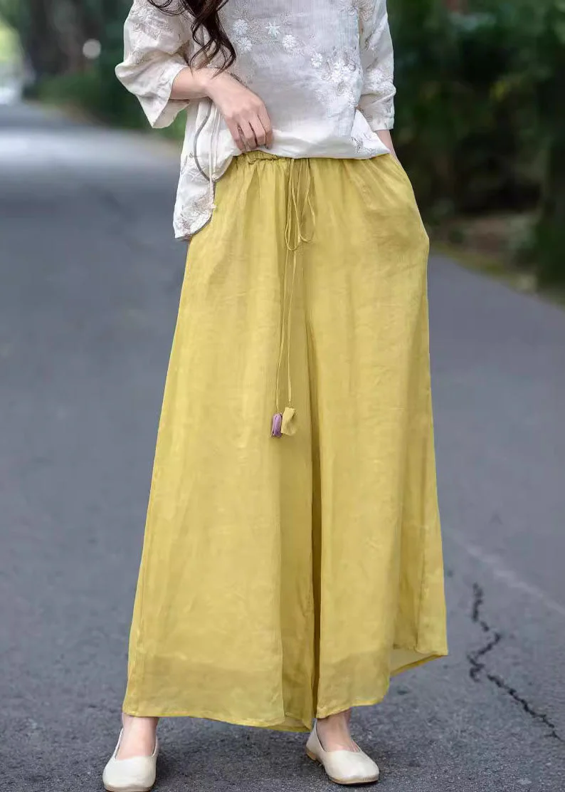 Beautiful Beige High Waist Elastic Waist Linen Pants Summer - Image 2