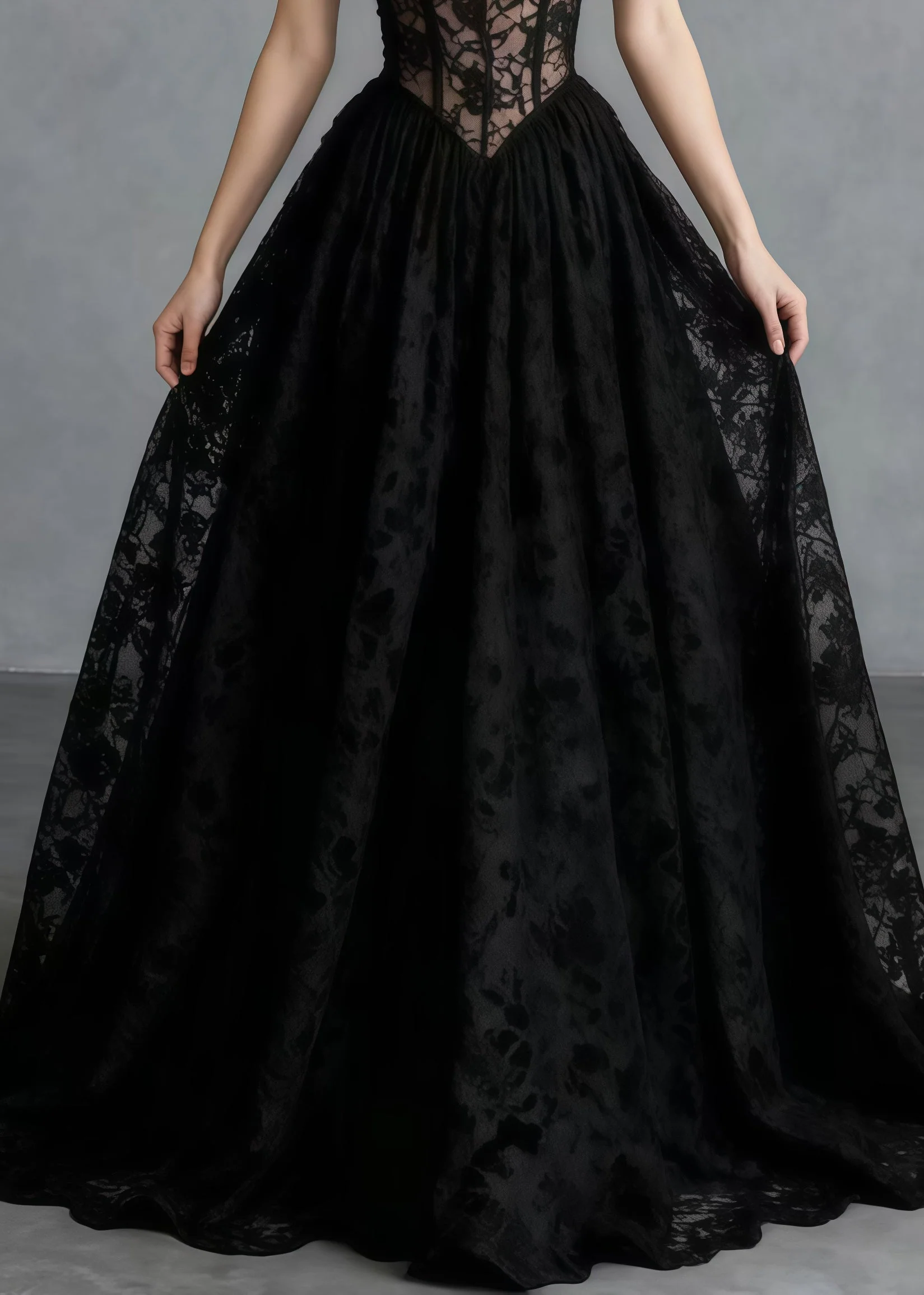 Beautiful Black Hollow Out Exra Large Hem Lace Cami Dresses Summer - Image 4