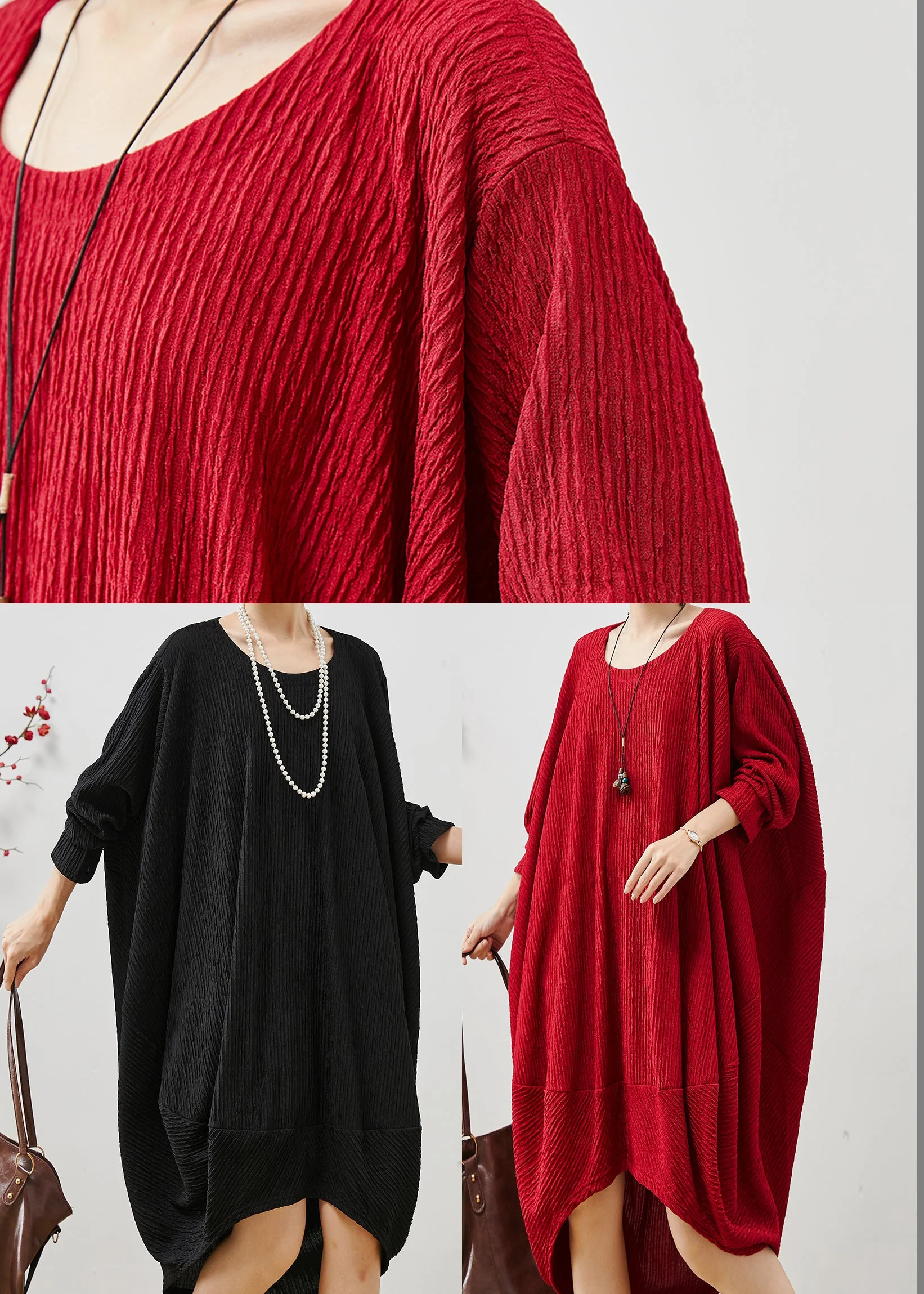 Beautiful Black Low High Design Patchwork Cotton Dress Fall - Image 5