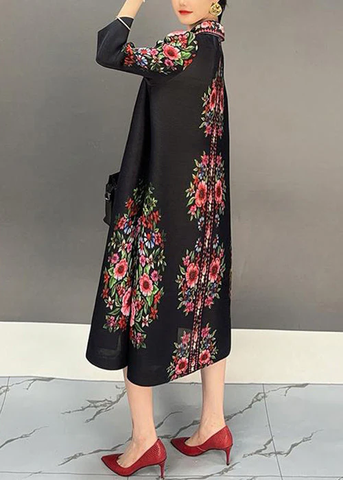 Beautiful Black Peter Pan Collar Print Dresses Spring - Image 4