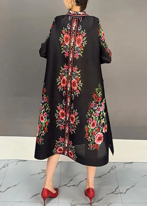 Beautiful Black Peter Pan Collar Print Dresses Spring - Image 5