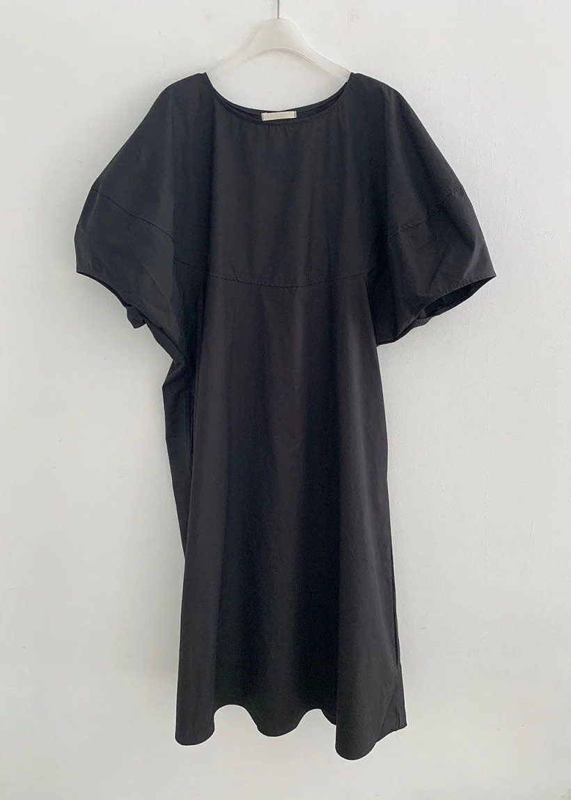 Beautiful Black Pockets Loose Cotton Dress Spring - Image 4