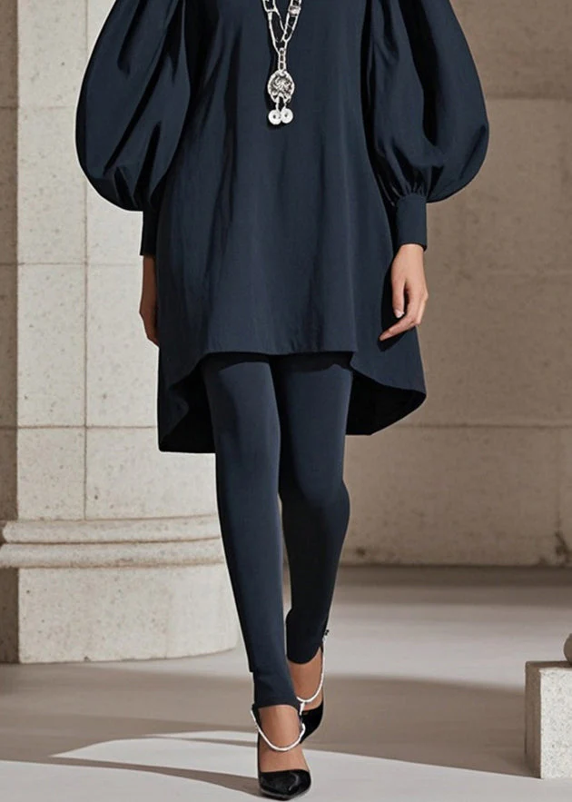 Beautiful Black Puff Sleeve Cotton Work Dress Fall - Image 4