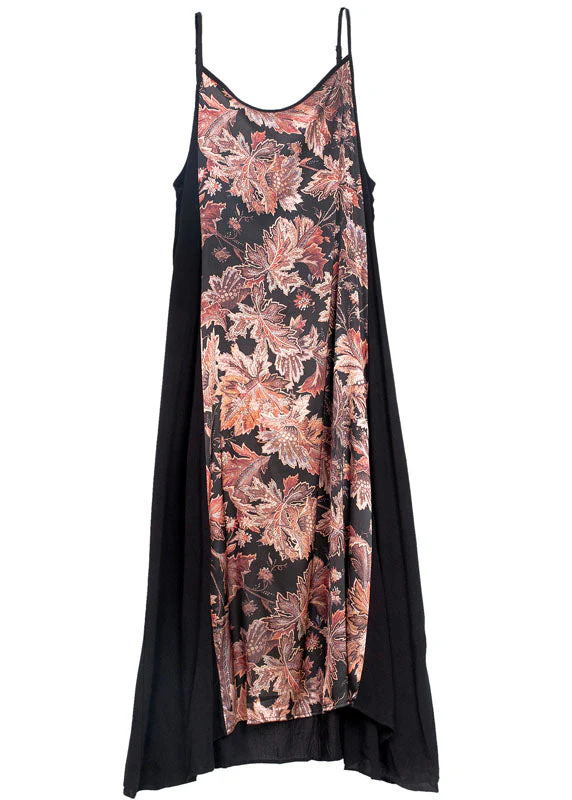 Beautiful Black Sexy Patchwork Print Chiffon Summer Dress - Image 5