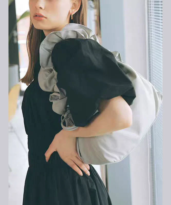 Beautiful Black Wrinkled Nylon Shoulder Bag - Image 2