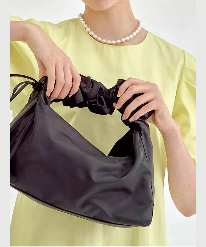 Beautiful Black Wrinkled Nylon Shoulder Bag - Image 3