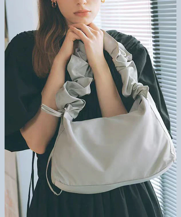 Beautiful Black Wrinkled Nylon Shoulder Bag - Image 4