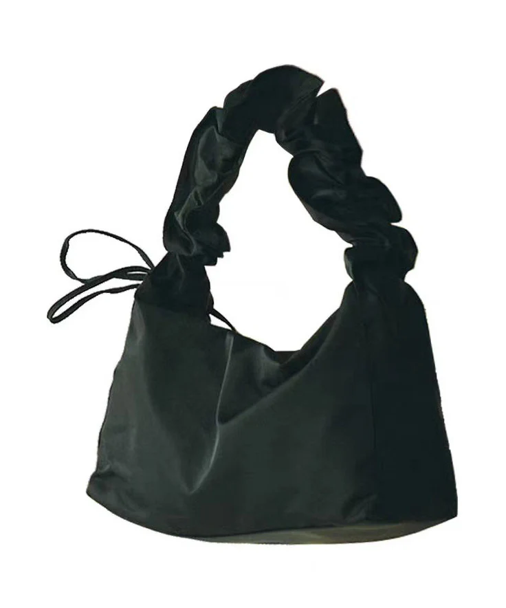 Beautiful Black Wrinkled Nylon Shoulder Bag - Image 5