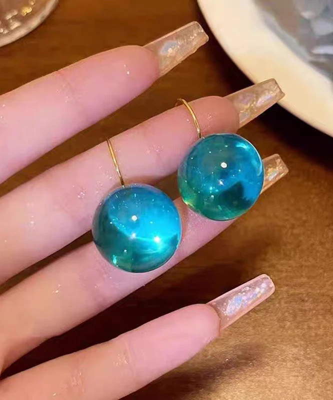 Beautiful Blue Acrylic Alloy Sphere Drop Earrings - Image 2
