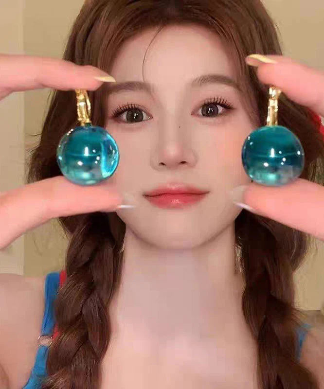 Beautiful Blue Acrylic Alloy Sphere Drop Earrings - Image 3