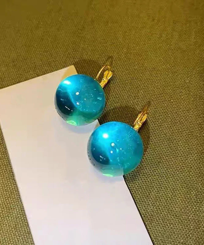 Beautiful Blue Acrylic Alloy Sphere Drop Earrings - Image 4