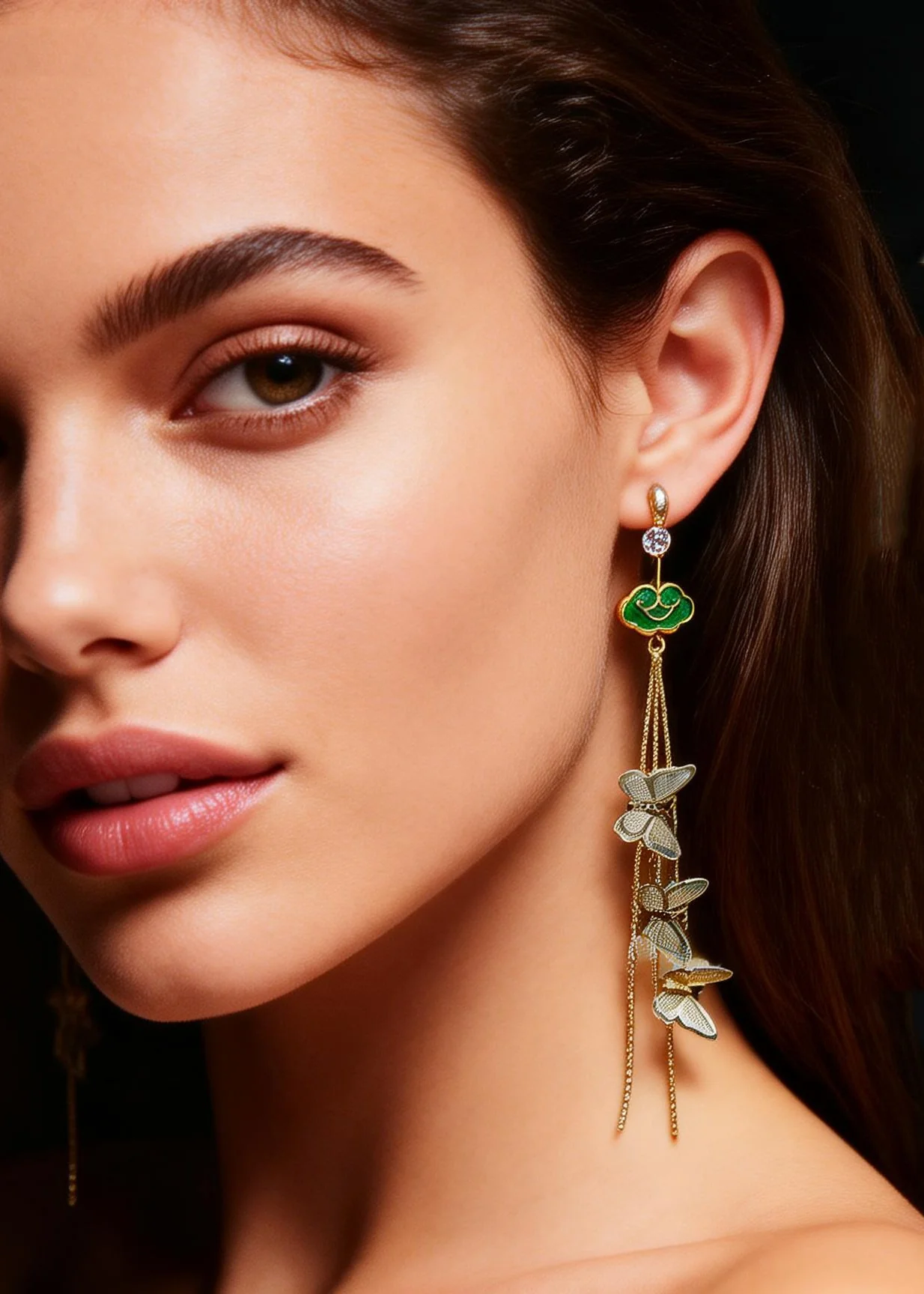 Beautiful Butterfly Design Tassels Long Drop Earrings