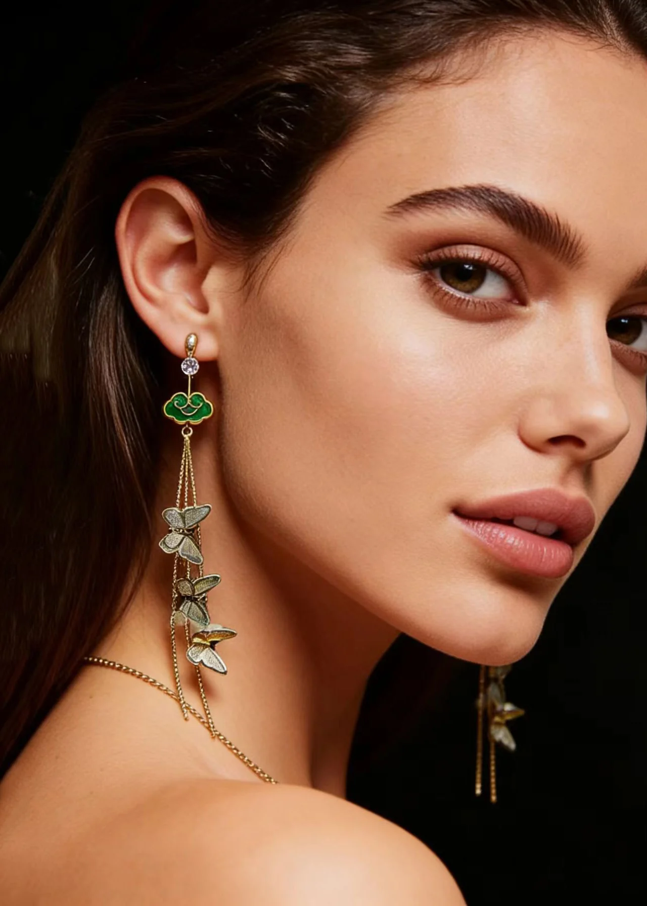 Beautiful Butterfly Design Tassels Long Drop Earrings - Image 3